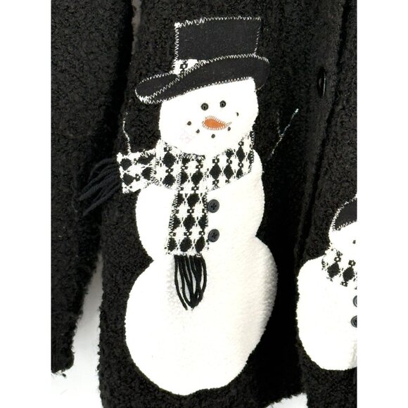 Vintage Black Snowman Cardigan Sweater Button-Up Large‎ 40% Cotton 60% Polyester - Picture 3 of 6